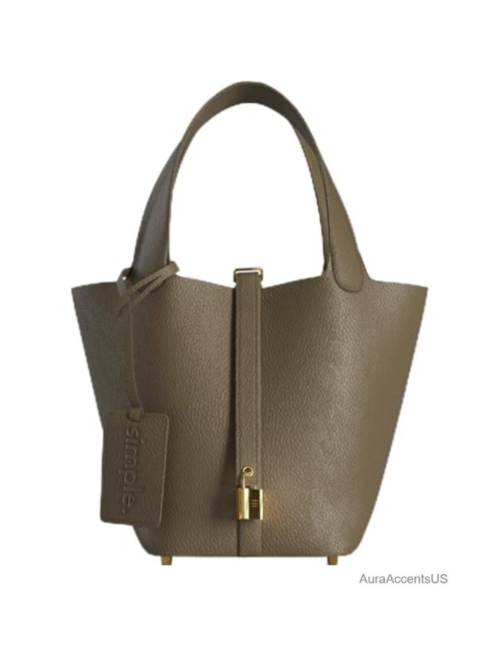 Mini Bucket Tote Handbag with Leather